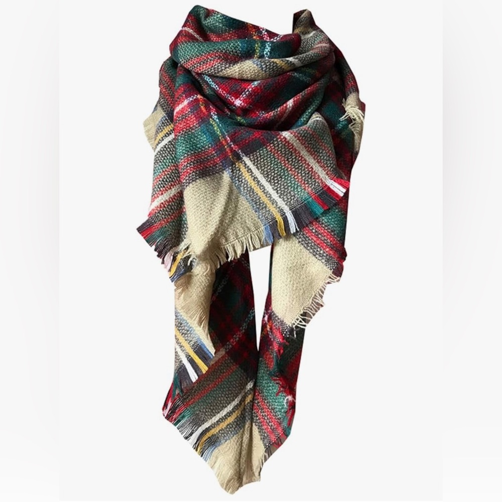 NEW! Wander Agio Long Shawl Winter Wraps Large Scarf Knit Plaid Triangle Scarf